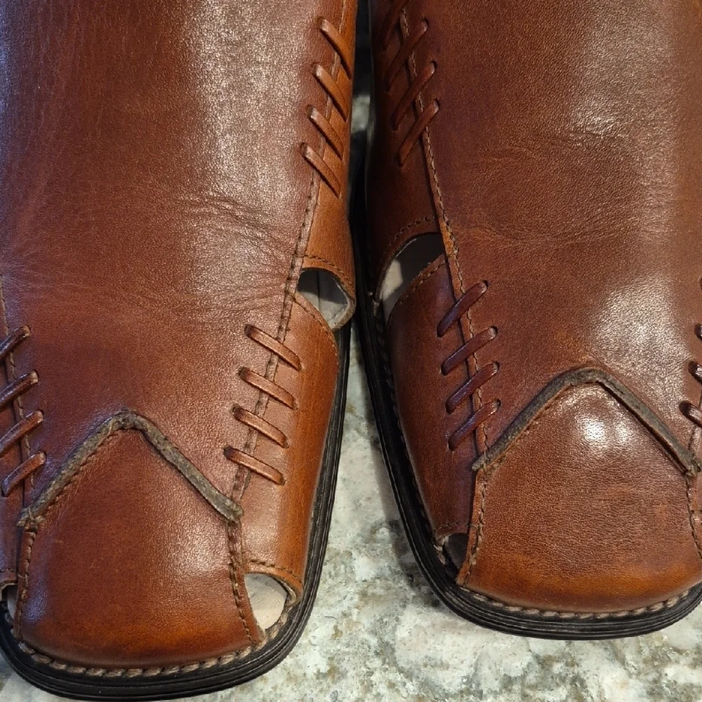 Stacy Adams Brown Leather Slip-On Sandals